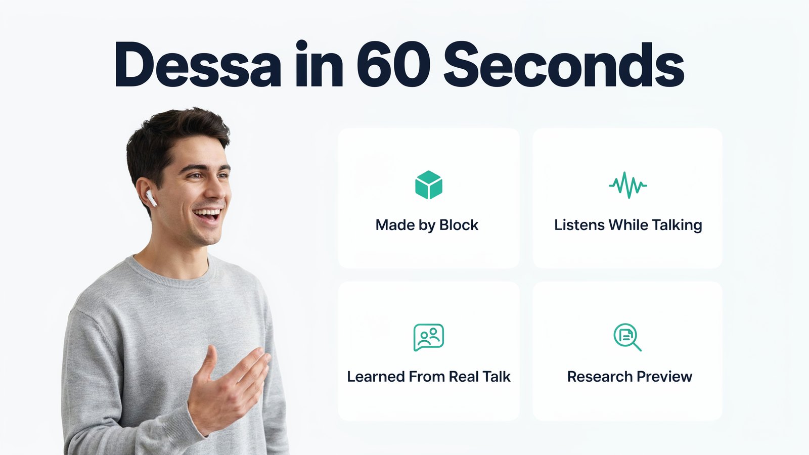 Graphic summary of Dessa, an AI voice from Block that listens and talks at the same time
