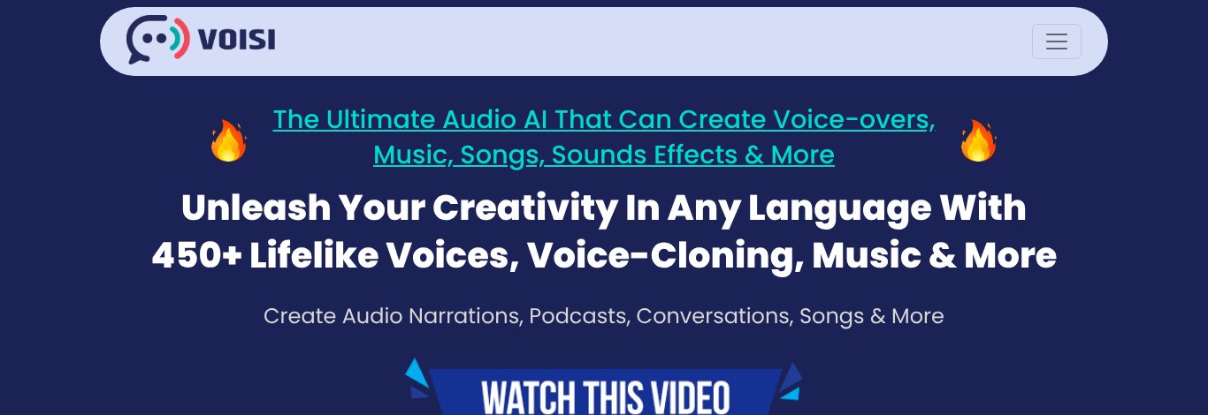 Voisi homepage, an app with hundreds of lifelike AI voices